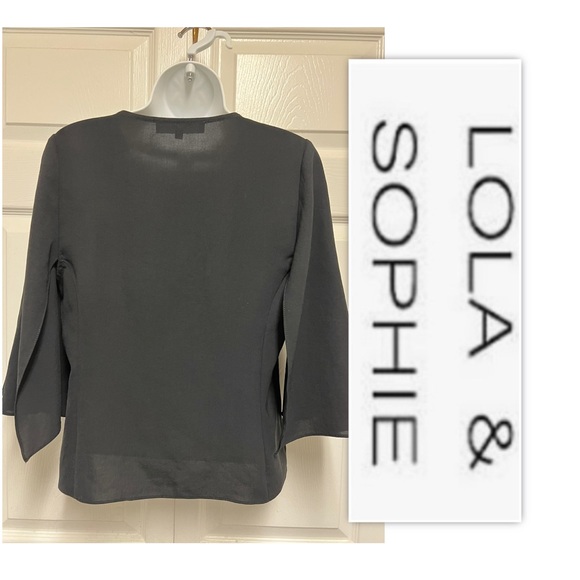 Lola & Sophie Black Flare Sleeve Blouse - Picture 2 of 8